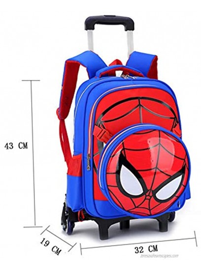 Spiderman Captain America Trolley Schoolbag Backpack Vacation Backpack Luggage Trolley Case with Six Rolling Trolley Bag Spiderman light blue