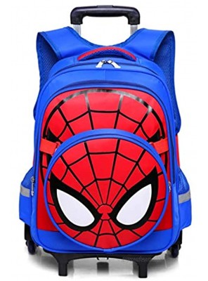 Spiderman Captain America Trolley Schoolbag Backpack Vacation Backpack Luggage Trolley Case with Six Rolling Trolley Bag Spiderman light blue