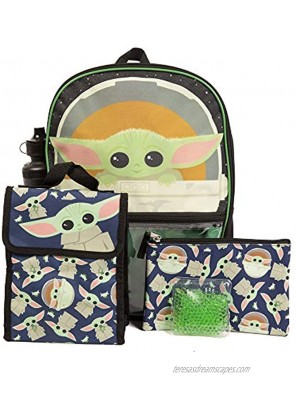 Star Wars Mandalorian Baby Yoda Backpack Set for Kids 16 inch 5 Piece Value Set