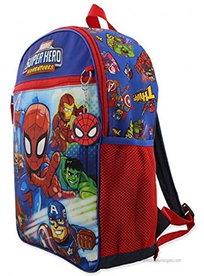 Super Hero Adventures Boys 5 piece Backpack and Snack Bag School Set One Size Blue Red