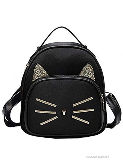Teen Girls Cute Cat Velvet Backpack Daypack Portable Shoulder Bag,Small