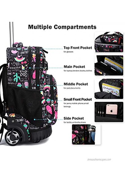 Tilami Rolling Backpack 19 inch with Lunch Bag Wheeled Laptop Backpack