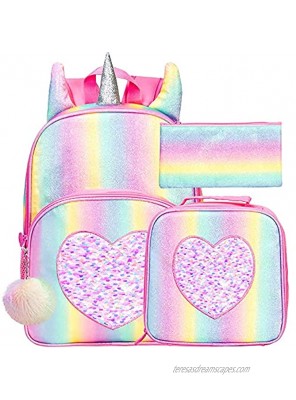 Unicorn Backpack for Girls 14.5" Sequin Rainbow Preschool Bookbag