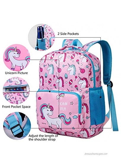 Unicorn Backpack for Girls Toddler Kids Teen Pink School Bookbag For Elementary Kindergarten Student Preschool Children With Lunch Bag age 6-12 years