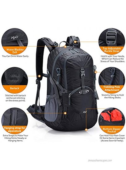 G4Free 45L Hiking Travel Backpack Men Women Camping Daypack Outdoor with Rain Cover