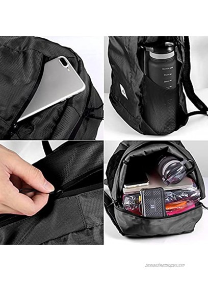 Hiking Backpack Ultra Lightweight Packable Camping Backpack Waterproof Travel Outdoor Hiking Daypack for Women Men BLACK 16L