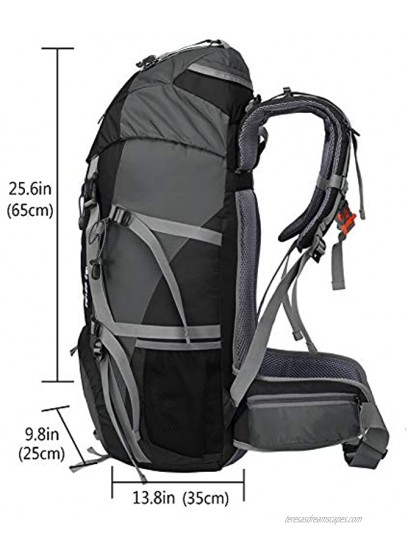 Loowoko Hiking Backpack 50L Travel Camping Backpack with Rain Cover No Internal Frame