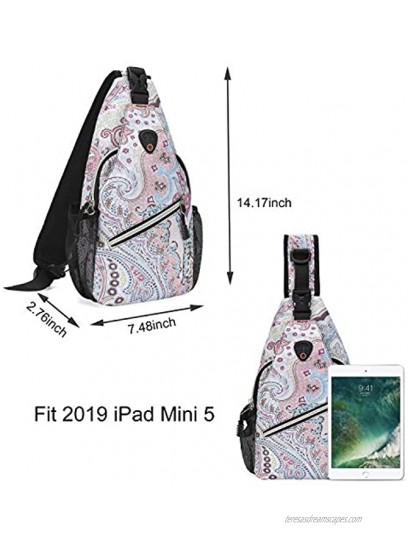 MOSISO Mini Sling Backpack,Small Hiking Daypack Pattern Travel Outdoor Sports Bag National Style