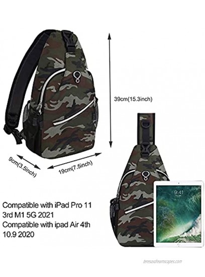 MOSISO Sling Backpack,Travel Hiking Daypack Pattern Rope Crossbody Shoulder Bag Army Green Camouflage