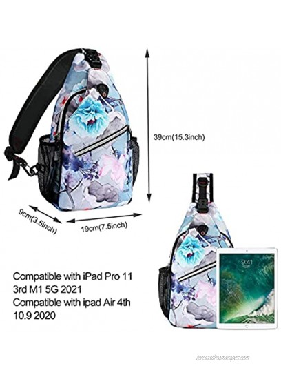 MOSISO Sling Backpack,Travel Hiking Daypack Pattern Rope Crossbody Shoulder Bag Ink-wash Painting