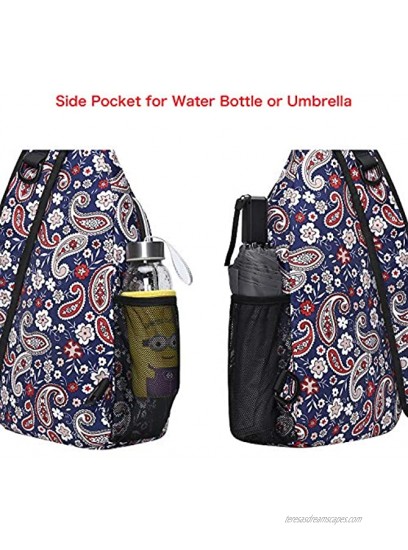 MOSISO Sling Backpack,Travel Hiking Daypack Pattern Rope Crossbody Shoulder Bag Navy Blue Base Cashew