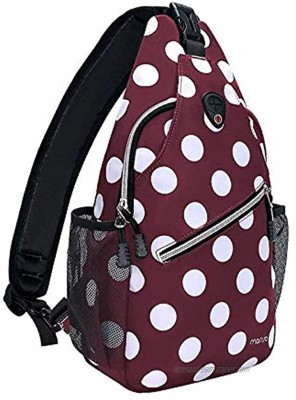 MOSISO Sling Backpack,Travel Hiking Daypack White Dot Rope Crossbody Chest Bag