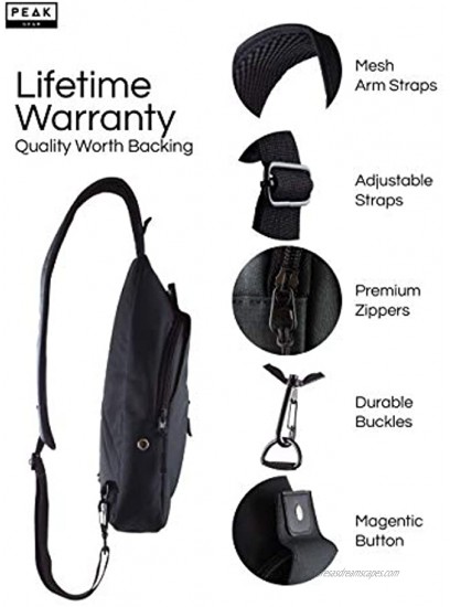 Peak Gear Sling Compact Crossbody Backpack and Day Bag Black