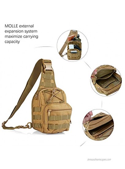 Roaring Fire Tactical Single Shoulder Bag Crossbody Military Backpack Molle Assault Sling Backpack for EDC Camping Hiking Trekking Cycling and Outdoor Sports