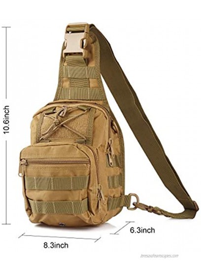 Roaring Fire Tactical Single Shoulder Bag Crossbody Military Backpack Molle Assault Sling Backpack for EDC Camping Hiking Trekking Cycling and Outdoor Sports