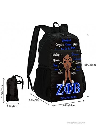 Zeta Phi Beta Lightweight Packable Travel Hiking Backpack Daypack