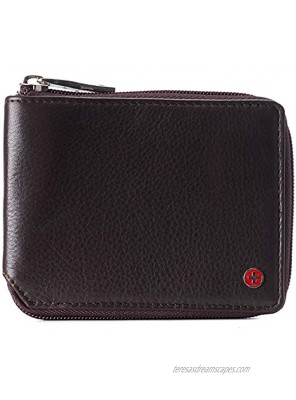Alpine Swiss Logan Zipper Bifold Wallet For Men or Women RFID Safe Comes in a Gift Box