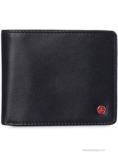 Alpine Swiss RFID Luka Men's Flip ID Wallet Deluxe Capacity Bifold With Divided Bill Section Comes in a Gift Box