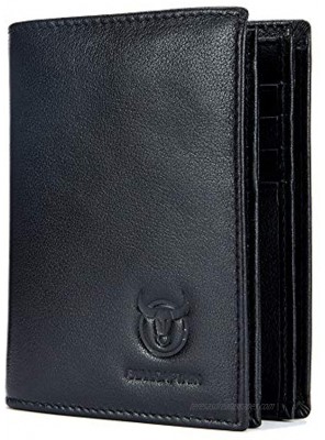 BULLCAPTAIN RFID Blocking Bifold Wallet For Men Genuine Leather Extra Capacity Mens Bifold Wallet With Widening Design QB027