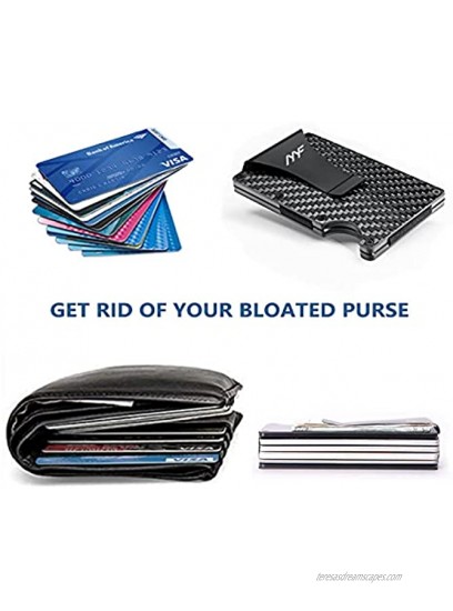 Carbon Fiber Wallet,Minimalist Wallets for Men,Metal Money Clip Wallet RFID Blocking Credit Card Holder CaseBlack