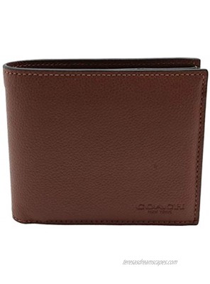 Coach Compact ID Wallet in Sport Calf Leather Dark Saddle F74991 CWH
