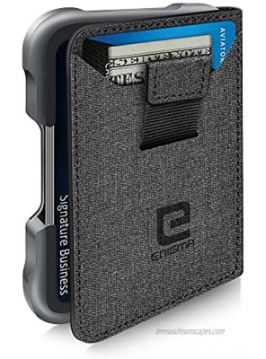 ENIGMA Dapper PU Leather Bifold Front Pocket Slim Wallet for Men Aluminum Metal Travel Tactical RFID Blocking Card Holder Money Clip Ideal Men's Gift Grey