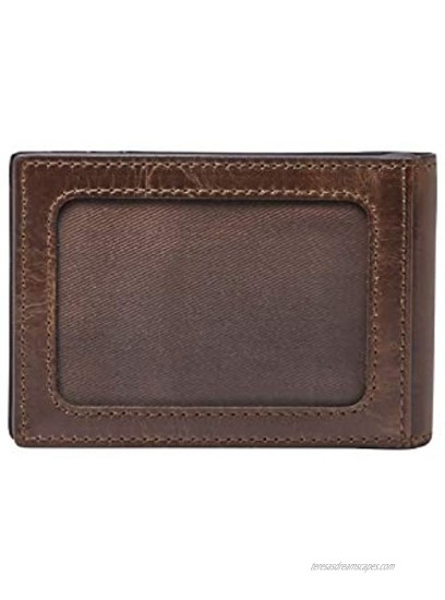 Fossil Men's Leather Slim Minimalist Money Clip Bifold Front Pocket Wallet