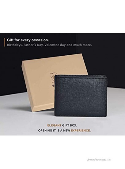Front Pocket Wallet for Men RFID Blocking Leather Bifold Wallet with ID Window Coal