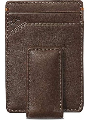 HOJ Co. Jack Multicard Money Clip Wallet | Strong Magnetic Clip | Center Storage Pocket | Men's Leather Front Pocket Wallet