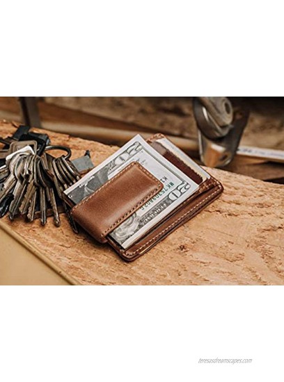 House of Jack Co. CARRYALL Mens Leather Money Clip Wallet | Strong Magnetic Closure | Front Pocket Wallet | Exterior ID Window