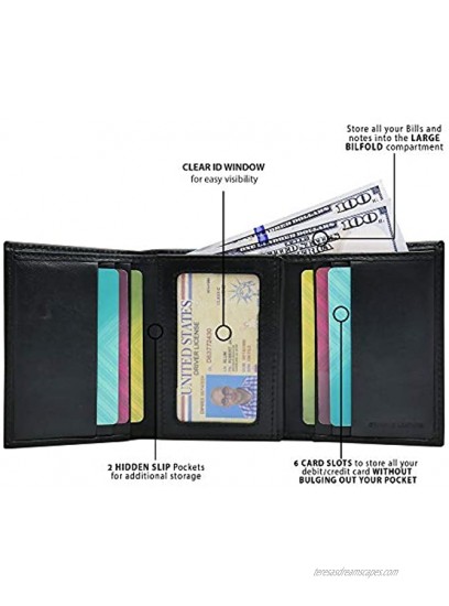Kenneth Cole REACTION Men's Wallet RFID Genuine Leather Slim Trifold with ID Window and Card Slots