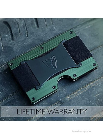 Minimalist Wallet for Men RFID Blocking Aluminum Wallet Carbon Fiber Card Case Metal Wallet Minimalist Front Pocket Card Holder Cash Strap Mens Wallet Army Green