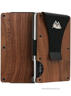 Mountain Voyage Premium Minimalist Mens Wallet – Secure Credit Card Holder And Removable Money Clip – Natural Block Minimalist RFID Wallets For Men Eco-Sustainable Wood Slim Wallet For Men – Premium Gift For Men’s Wallet