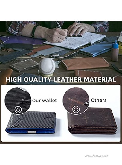 Mutural Minimalist Slim Wallet for Men Premium Leather Wallet with Money Clip RFID Blocking Front Pocket Stylish Bifold Wallet Black & Blue