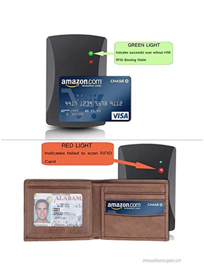 RFID Blocking Cowhide Leather Bifold Wallet for Men with 2 ID Windows