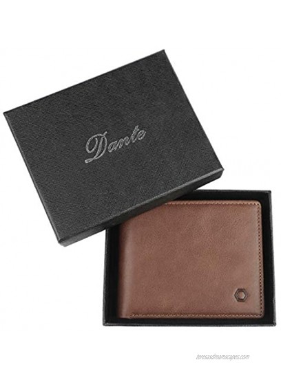 RFID Blocking Cowhide Leather Bifold Wallet for Men with 2 ID Windows