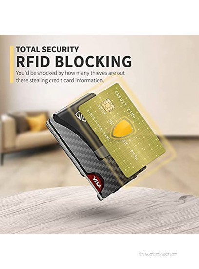 RUNBOX RFID Carbon Fiber Wallets for Men-Slim Credit Card Holder&Metal Money Clip Wallet（black）