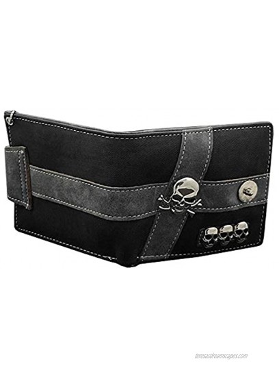 Skull Punk Biker Casual Hasp Wallet Purse With Chain For Men Or Boy