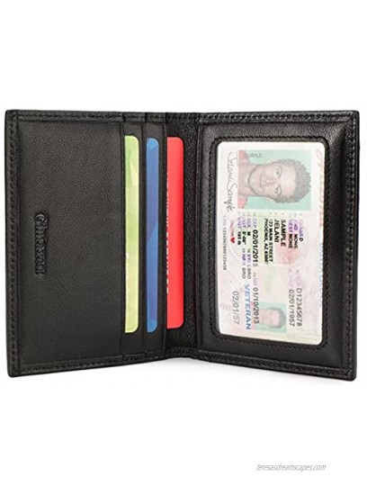 Slim Bifold Front Pocket Wallet 2 ID Window Credit Card Holder Genuine Leather RFID Blocking