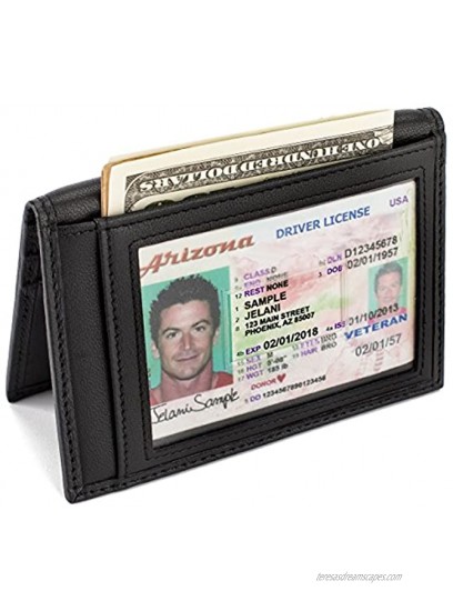 Slim Bifold Front Pocket Wallet 2 ID Window Credit Card Holder Genuine Leather RFID Blocking