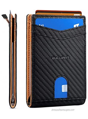 Slim Wallet Front Pocket,BULLIANT Money Clip Minimal Bifold Wallet For Men 10 Cards 3.1x4.5,Pull-tap Access,RFID Blocking