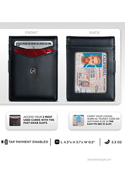 SUAVELL Leather Slim Wallets for Men. Wallet Card Holder with Money Clip. Low Profile RFID Wallet Minimalist Wallet