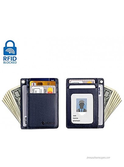 tomtoc Slim Minimalist Front Pocket RFID Blocking Leather Wallets with Chain Credit Card Holder Organizer Money Clip with Strap for Men Women
