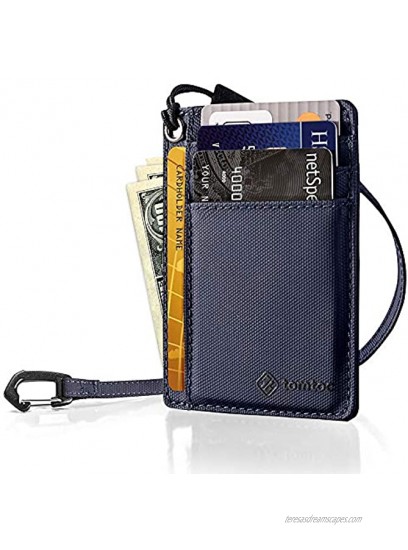 tomtoc Slim Minimalist Front Pocket RFID Blocking Leather Wallets with Chain Credit Card Holder Organizer Money Clip with Strap for Men Women