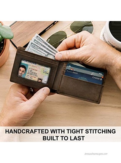 Top Grain Leather Minimalist Wallet for Men | Ultra Strong Stitching | Handcrafted Argentinian Leather | RFID Blocking | Comfortable Slim Fold Front Pocket Wallet | Extra Thin Card Holders | Perfect for Travel