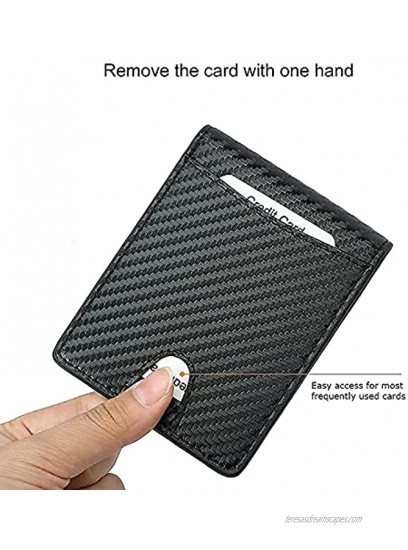 UNIKTREND Mens Slim Wallet with Money Clip Front or Back Pocket RFID Blocking Bifold Carbon Fiber Credit Card Holder and Easy ID Display for Men Nice Gift Box for Him for 4th July Anniversary Birthday or Graduation
