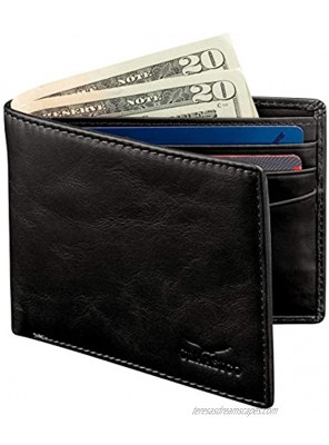 Wallet for Men’s Genuine Leather Slim Bifold RFID Blocking Packed in Stylish Gift Box