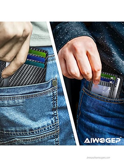 AIWOGEP Men's wallet ultra-thin leather wallet portable 8 card holder simple slim wallet gift for men women with gift box Straw mat pattern