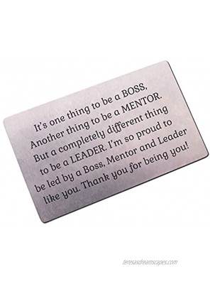 Boss Appreciation Gift Mentor Thank You Gifts For Guidance | Inspiration Coworker Leaving Gifts For Him | Engraved Metal Wallet Card for Supervisor |Thank you Note Going Away Gifts Retirement gift