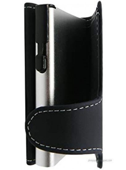 Credit Card Holder in Black Leather with White Stitching